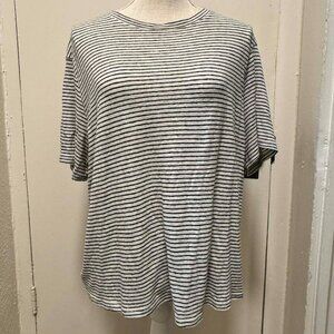 A New Day Knit Linen Blend Black and White Striped Tshirt/L